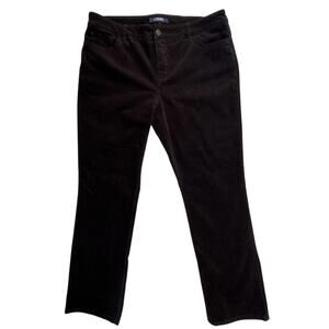 Chaps Denim Corduroy Pants Women 14 Brown Stretch Mid-Rise Classic Preppy
